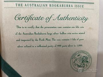 30 dollari australiani 1992 da 1 kg argento puro