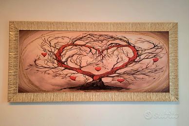 Quadro su tela Albero dell'amore, con cornice 
