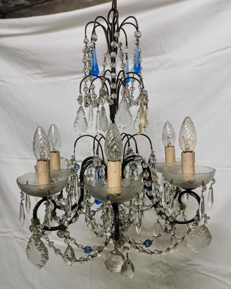 3 lampadari vintage con cristalli – anni '50/'70