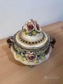 Vaso / Pot-pourri vintage in ceramica con decori