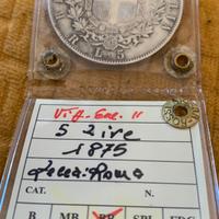 Scudone Argento L.5 Zecca di Roma 1875