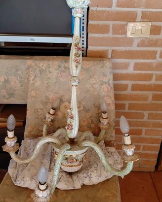 LAMPADARIO CERAMICA CAPODIMONTE