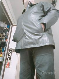 giubbotto in pelle nera taglia XXL abbondante 