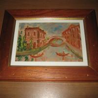 Dipinto a olio su lastra rame quadro con cornice