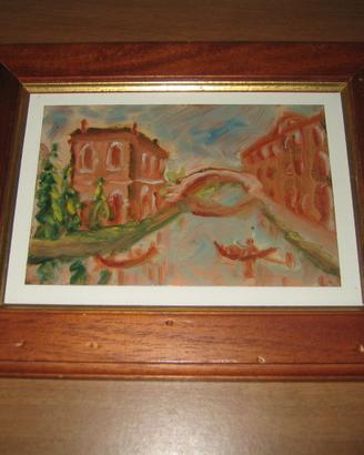 Dipinto a olio su lastra rame quadro con cornice