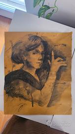 Disegno ritratto riginale carboncino  e Inchiostro