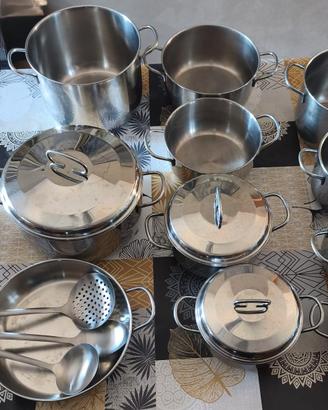 Batteria di pentole in Acciaio Inox 18/10 usata
