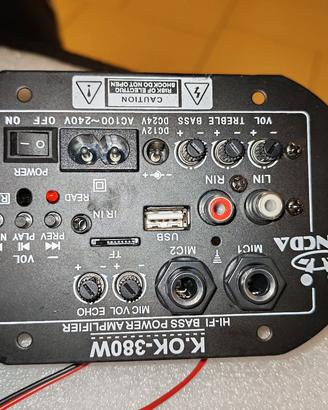 amplificatore e lettore mp3 con ingressi mic