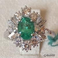ANELLO ORO 18kt. DIAMANTI E SMERALDO COLOMBIA