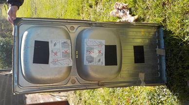 Lavandino inox 2 vasche con superficie 120x50