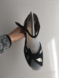 Scarpette da tango nero argento