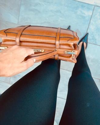 Borsa vintage in vera pelle e camoscio