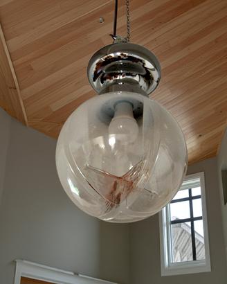 Lampadario cromato in vetro soffiato di Murano