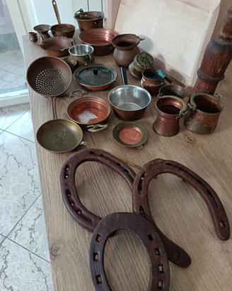 oggettistica in rame e telaio per pasta alla chita