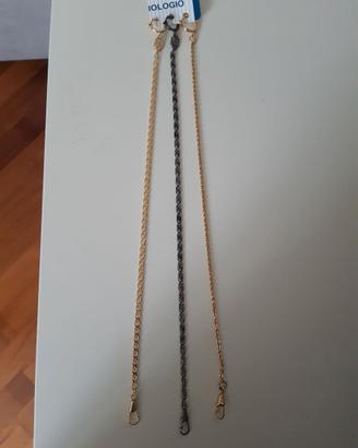 lotto 3 catene in metallo per orologio da tasca