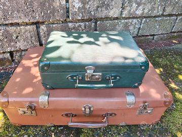 Coppia di Valigie Vintage con Interni Deco