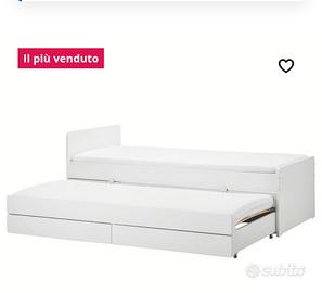 Struttura letto/letto/contenitore, bianco,90x200 
