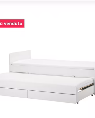 Struttura letto/letto/contenitore, bianco,90x200 