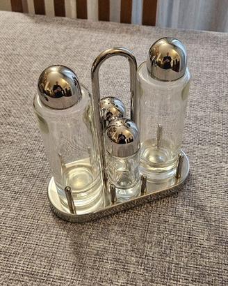 Alessi set olio e aceto in cristallo e acciaio