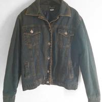 Giacca in jeans denim verde blu imbottita taglia L