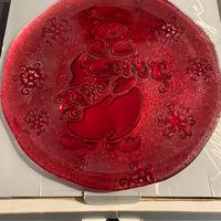 Piatto in vetro Rosso Natale Snowman IVV