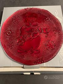 Piatto in vetro Rosso Natale Snowman IVV
