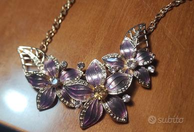 collana bigiotteria fiori viola 