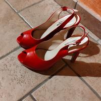 Décolleté peep toe rosse tg.39
