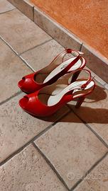 Décolleté peep toe rosse tg.39