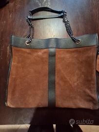 borsa in vera pelle scamosciata 