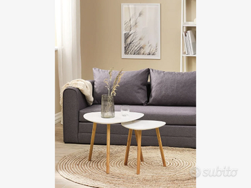 Set di 2 tavolini bianco e bambù
