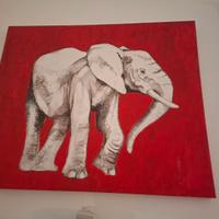 Quadro dipinto a mano - elefante rosso