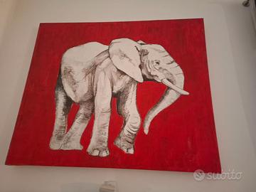 Quadro dipinto a mano - elefante rosso