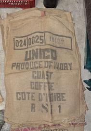 Sacchi juta tela caffè patate vintage