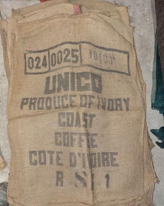 Sacchi juta tela caffè patate vintage