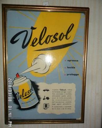 PUBBLICITA' CARTONATA "VELOSOL" VINTAGE 60 CORNICE
