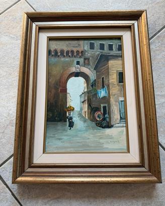 Quadro dipinto su tavola vintage