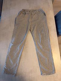 Pantaloni donna grigi con banda glitter laterale