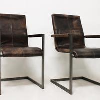 Coppia di sedie - ferro e pelle - contemporaneo