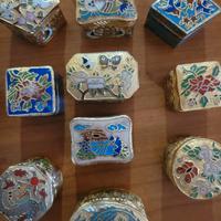 Lotto scatoline cloisonné vintage dorate