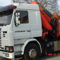 Motrice scania 143 470 con gru palfinger e ribalta