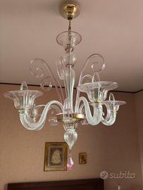 Lampadario Vetro di Murano classico con abatjour