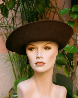 Cappello Vintage Anni 80 Feltro di Lana Marrone