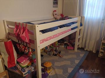 letto per bambina/o rialzato con materasso