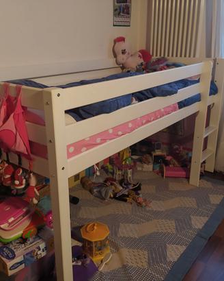 letto per bambina/o rialzato con materasso