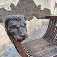 Poltrona savonarola inizi XX secolo con protomi le