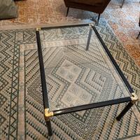 Tavolino soggiorno in vetro nero e oro