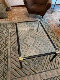 Tavolino soggiorno in vetro nero e oro