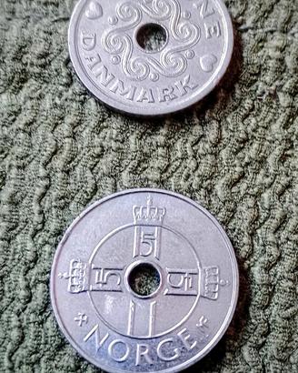 Danimarca, 1 Krone, 1992 e Norvegia, 1 Krone, 2006