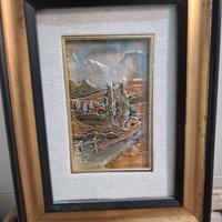 Quadro paesaggio in rilievo  Cornice in legno 